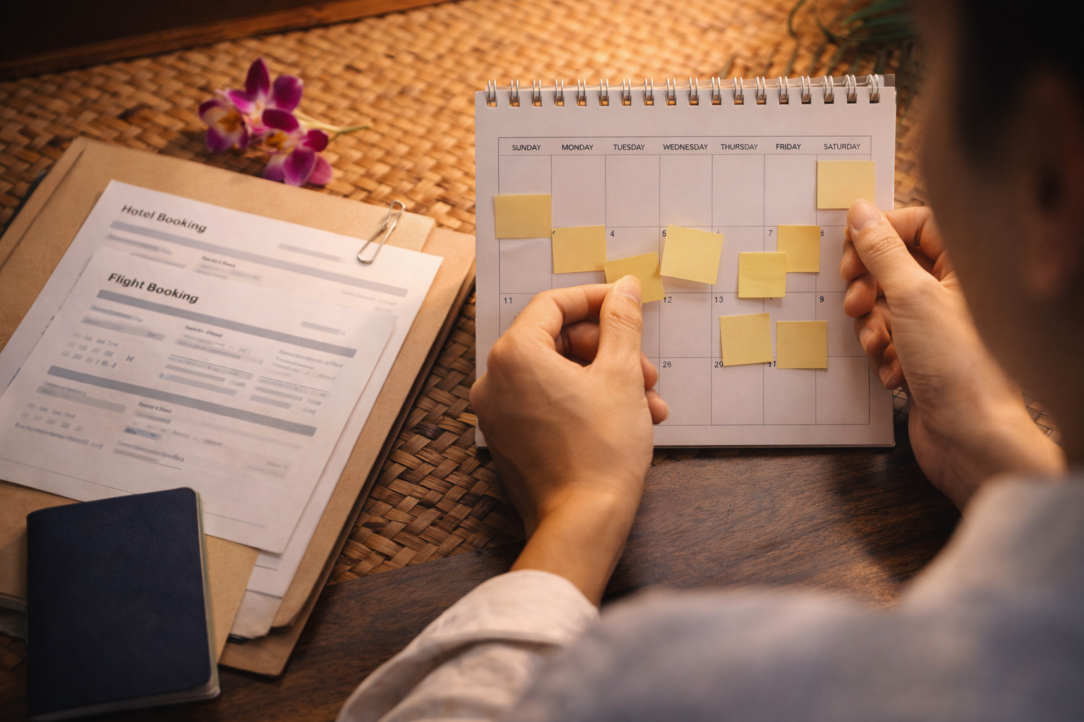 Calendar blocks and booking cards